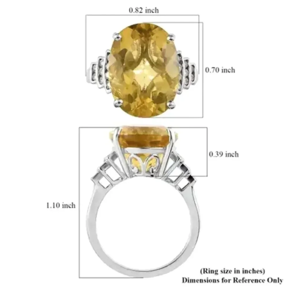 Natural Canary Fluorite & White Zircon Ring - Picture 10 of 10